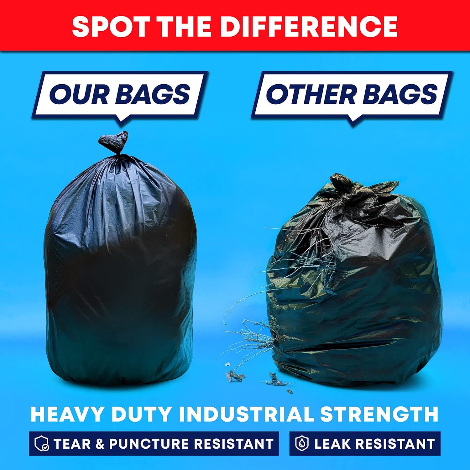 95-96 Gallon Trash Bags Heavy Duty (25 Bags w/Ties Value pack) Extra Large Trash Bags, 90 Gallon, 95 Gallon, 96 Gallon, 100 Gallon