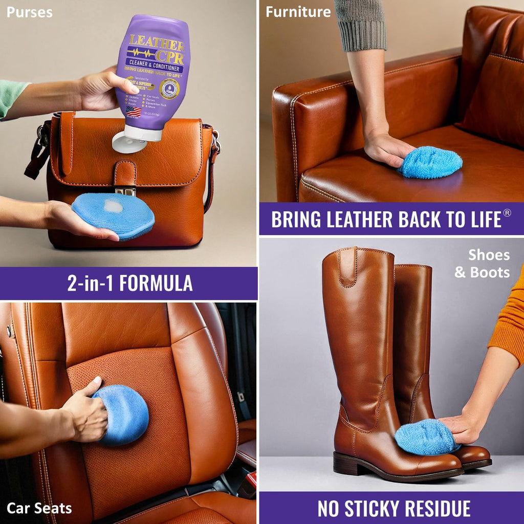 Leather CPR Cleaner & Conditioner 18oz - Cleans, Conditions, Restores & Protects Leather Furniture, Handbags, Car Seats, Interior, Jackets, Boots, Purses, Shoes, Couch, Saddles, Tack & More
