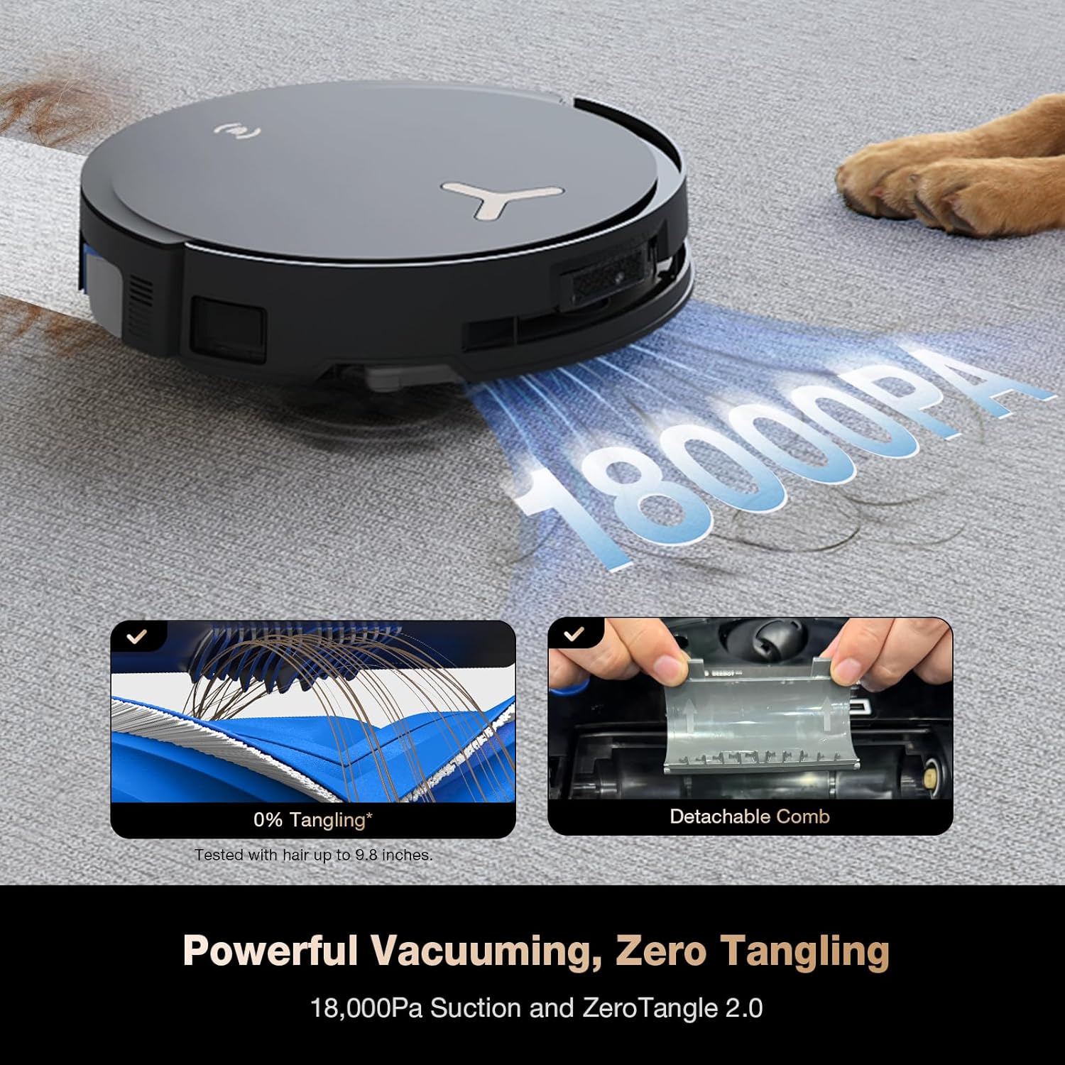 ECOVACS DEEBOT X8 PRO OMNI Robot Vacuum and Mop, 18000Pa, OZMO ROLLER Instant Self-Washing Mopping, 167℉ Hot Water Mop Washing, Auto Cleaning Solution Adding, Hot Air-Drying, Self-Emptying, Black