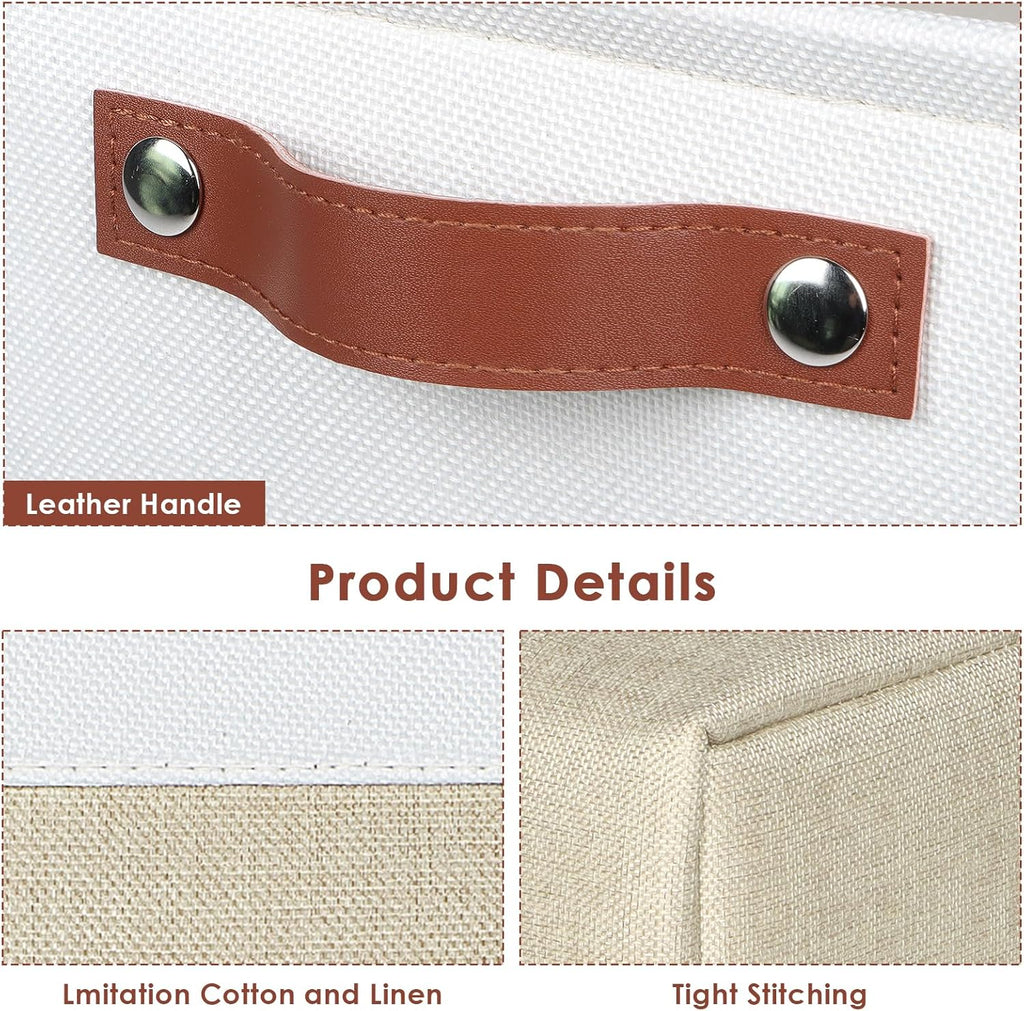 Univivi 12x12 Storage Cube Bins set of 4 Cube Organizer with Handles|Hard Bottom Fabric Closet Storage Organizer Baskets for Shelves (Khaki)