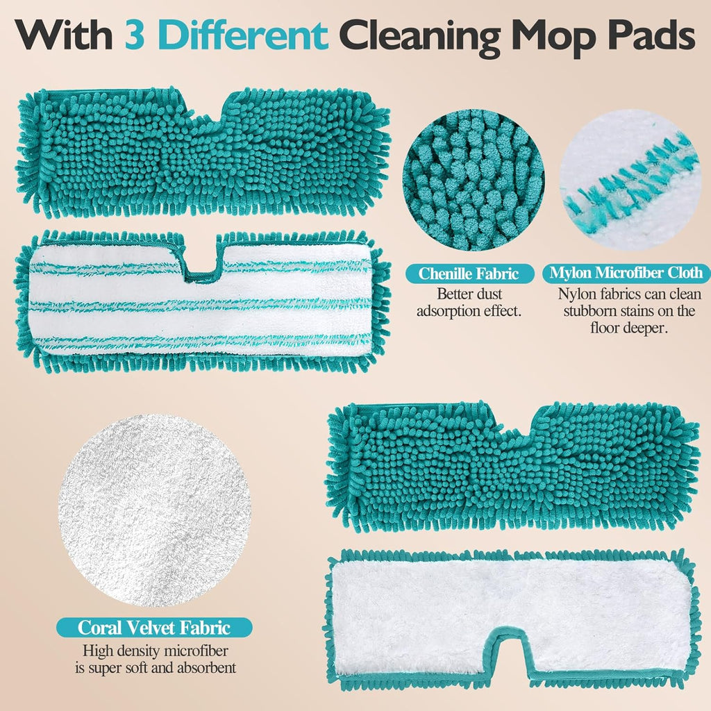 MASTERTOP Microfiber Flat Mop, Double-Sided Dust Mop with 4 Wet & Dry Pads, Floor Mop with Extension Stainless Steel Handle for Cleaning Hardwood, Vinyl, Laminate
