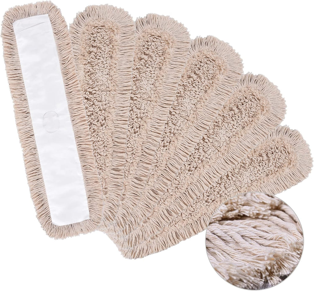 Matthew Cleaning 36'' Cotton Dust Mop Refill Washable Thick Tufted Replacement Heads for Residential & Commercial Use Fit All 36'' Dust Mop Frames, Hardwood, Laminate, Concrete Floors 6 Pack