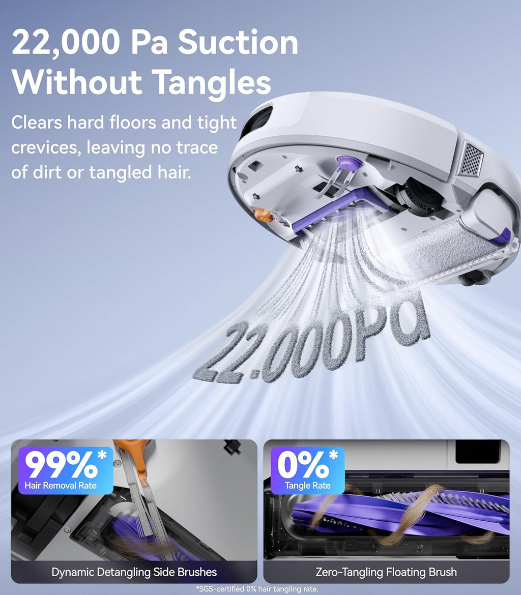 NARWAL Flow Robot Vacuum and Mop Combo, FlowWash Real-Time Self-Cleaning Track Mop, 22,000 Pa Suction, Dual-Camera AI Obstacle Avoidance, Carpet & Edge Cleaning, Self-Emptying Robot Vacuum