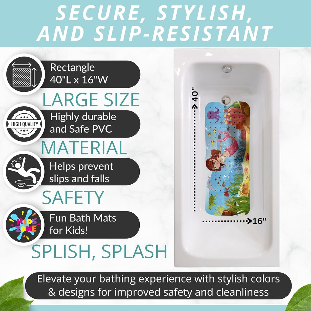 Mermaid Bath Mat - Bath Grips for Tub Kids - Anti Slip Bath Mat for Kids - Bath Mat for Baby - Bath Mat for Toddler - Tub Mat for Baby - Bathtub Safety for Toddlers - Bathtub Mat Kids (Bath Mermaid)