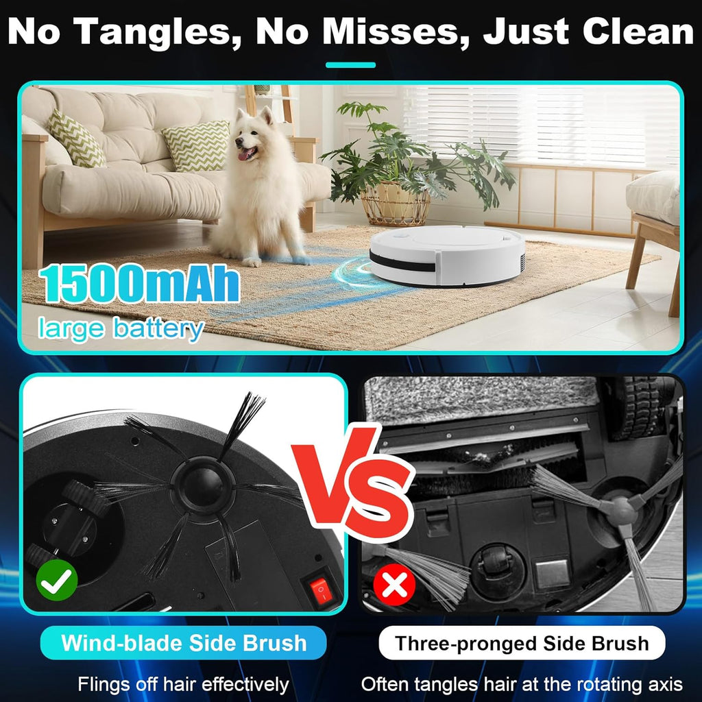 Robot Vacuum with Automatic dust Collection Base,Strong Suction,Robot Vacuum Cleaner and Mop Combo, 3-in-1 Vacuum,Robot Vacuum Cleaner,Intelligent Navigation Obstacle Avoidance,Ultra Thin Design,White