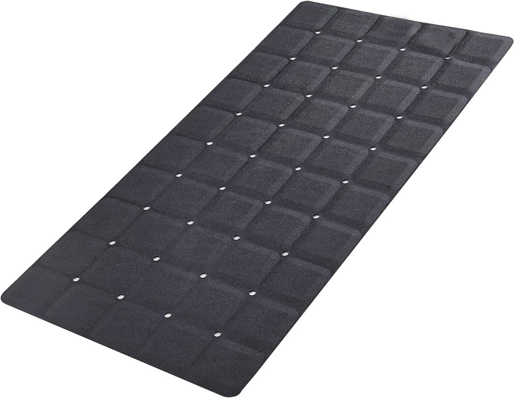 Foldable Silicone Bathtub Mat: Jumbo Size Heavy Duty Safety Bath Mat for Tub Without Suction Cups Non Slip Bath & Shower Mat for Textured, Reglazed, Refinished Tub (Black, 35.8 x 17.7)