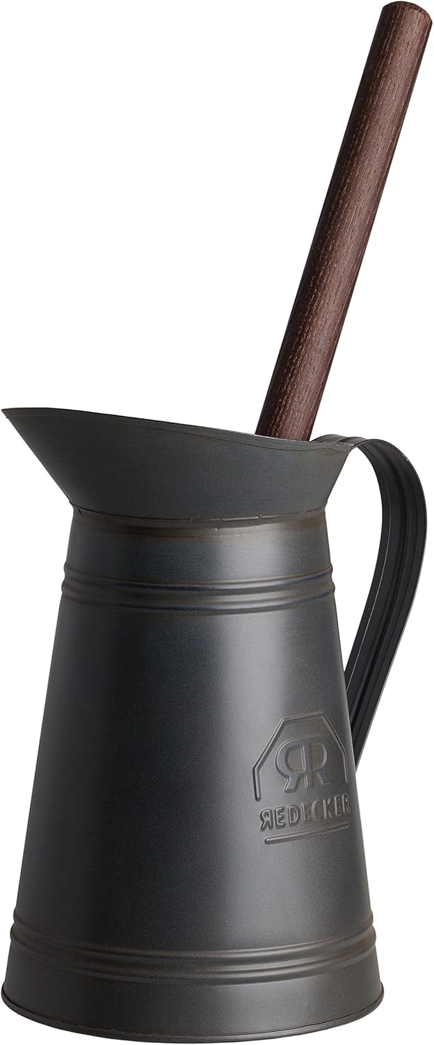 REDECKER Nylon Toilet Brush with Dark Coated Metal Holder, Oiled Thermowood Handle, Replaceable Head, Vintage Design, Made in Germany