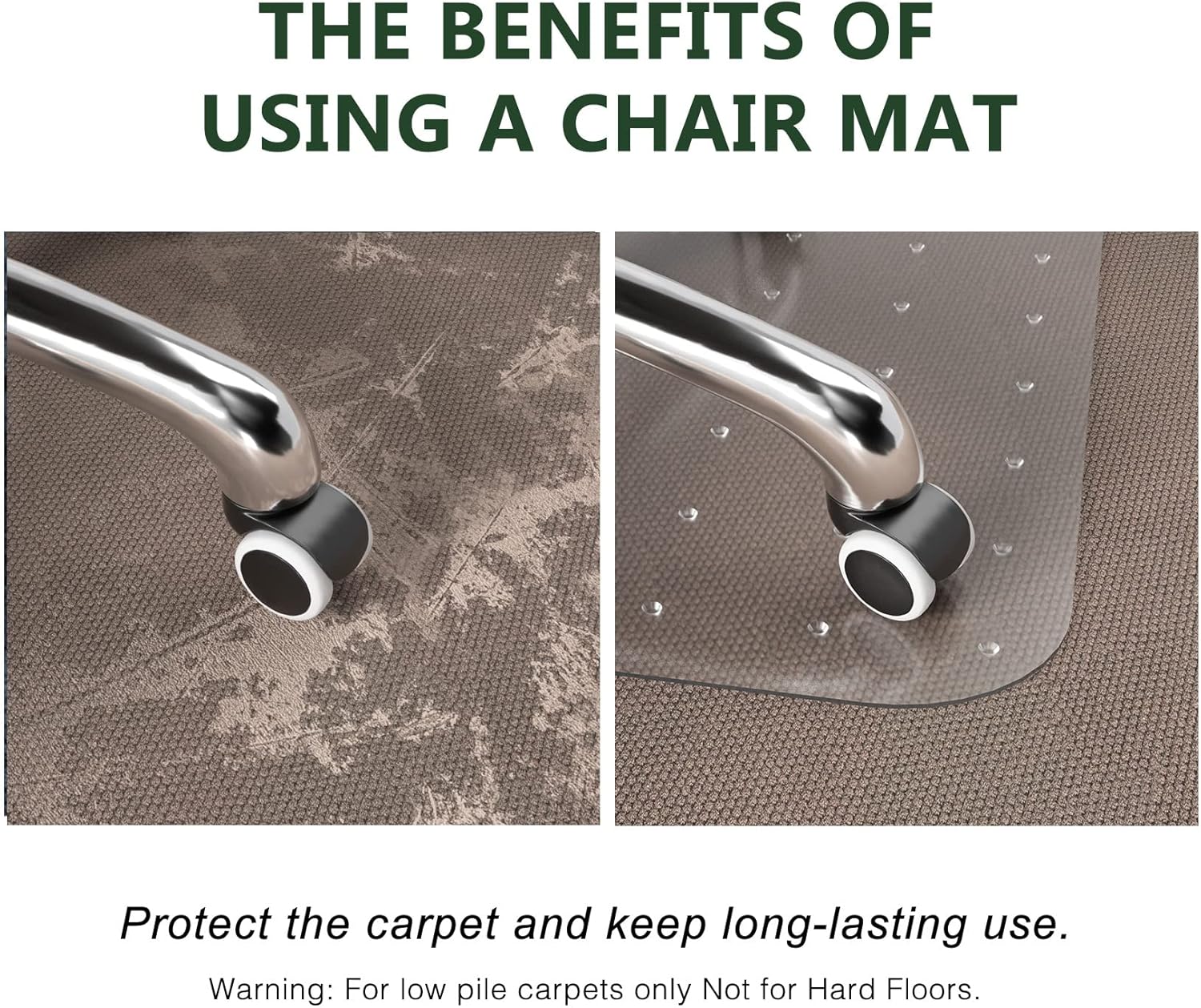 FuturHydro Desk Chair Mat for Flat to Low Pile Carpets, 45" x 53" Clear Office Home Floor Protector Mat, Transparent Mats for Office, Home and Gaming Floors (with Lip)