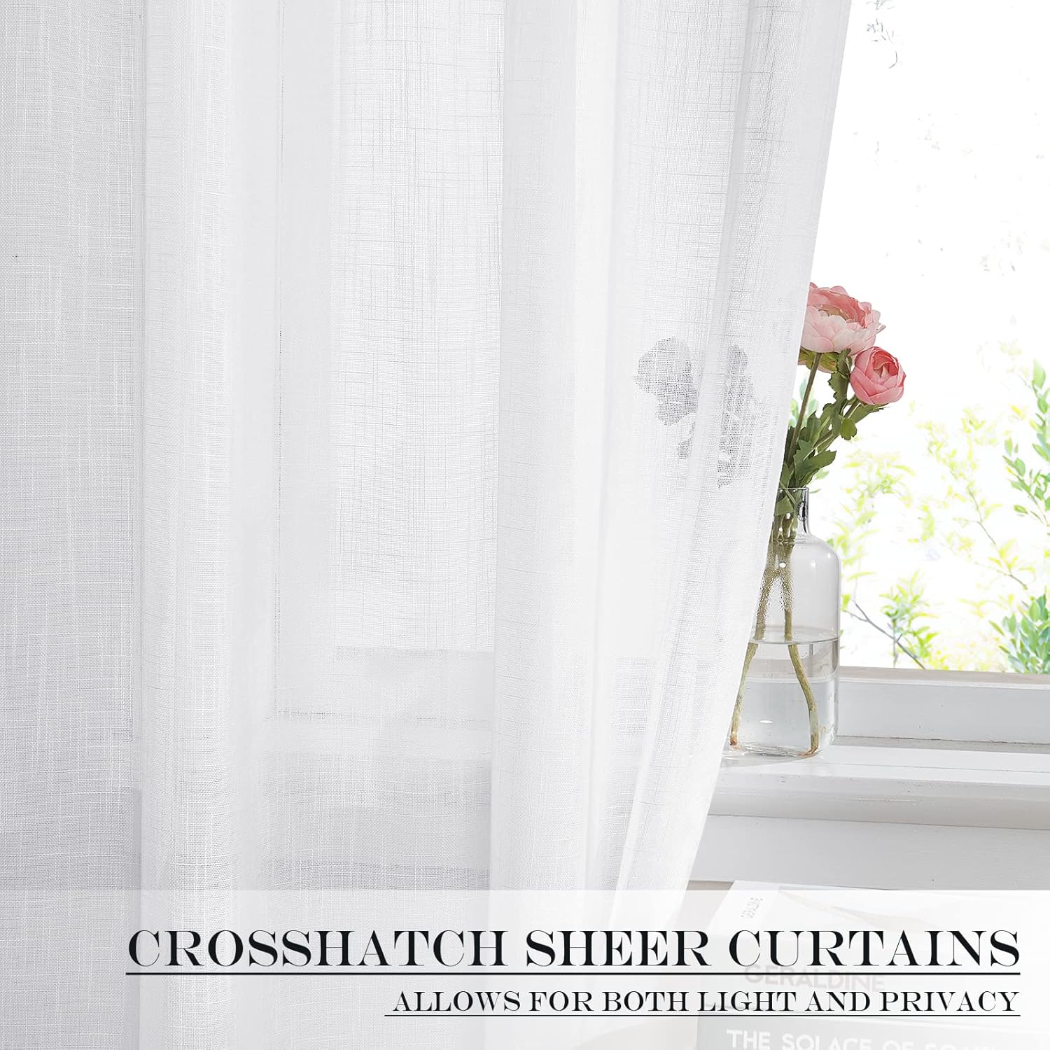 NICETOWN White Sheer Curtains for French Front Door, Short Curtains for Small Window, Sidelight Thermal Insulated Door Side Window Covering, W26 x L64, 1 Panel