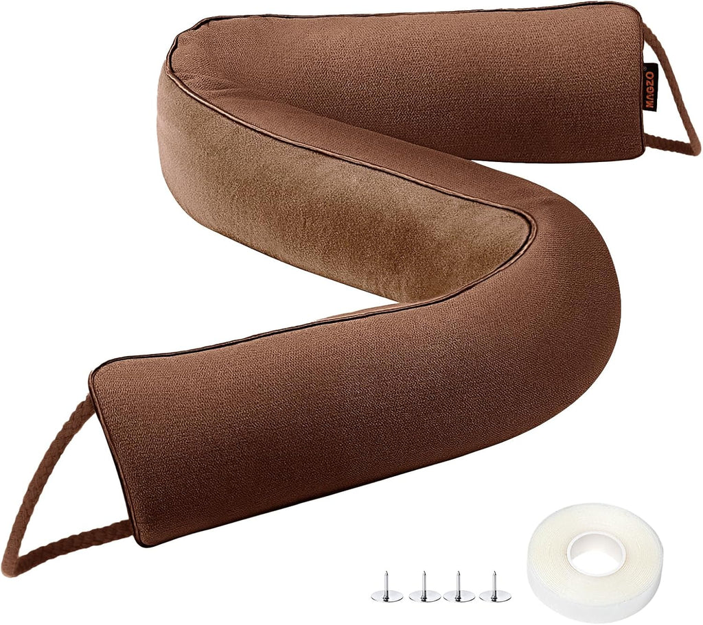 MAGZO Door Draft Stopper, 32 Inch Under Door Draft Blocker Noise Stopper, Weighted Wind Blocker Draft Guard for Bottom of Door, Brown