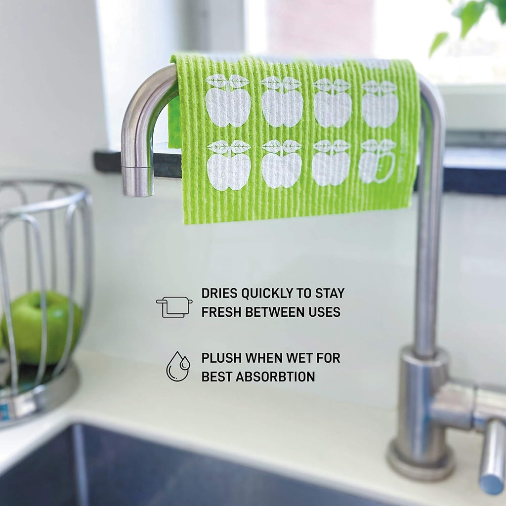 Nordhus Design Swedish Dishcloths,10 Cloths, Made in Sweden - Reusable, Washable Cellulose Cotton Kitchen Cloths - Replace Paper Towels, Wipes, Sponges, Dish Rags