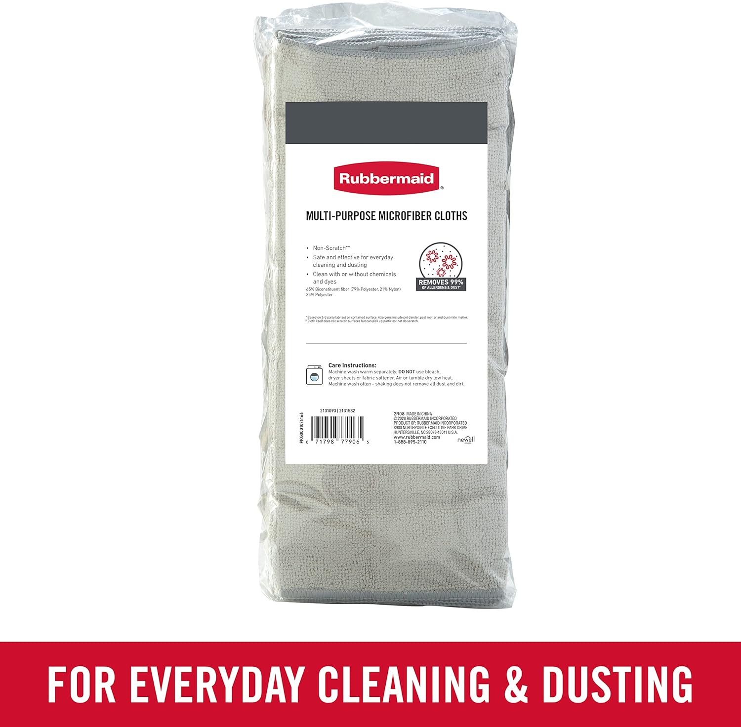 Rubbermaid All Purpose Microfiber Cleaning Cloth Towels, 12"x12", Non-Scratch, Reusable/Washable for Cleaning/Wiping/Polishing for Home/Kitchen/Car (Pack of 300)