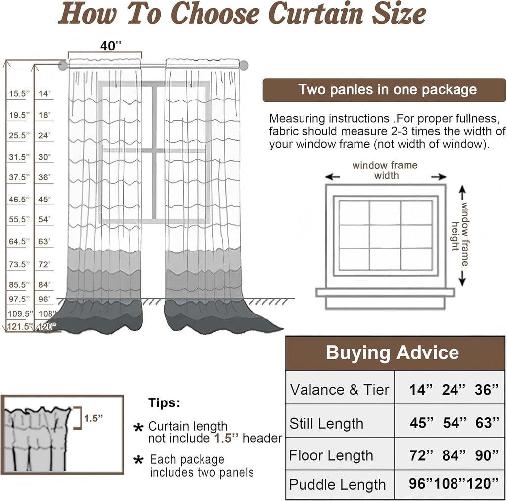 Chyhomenyc Extra Long White Sheer Curtains 120 Inches Long 2 Panels Set, Voile Window Drapes for Wedding Arch/Birthday Party/Hallway Window Guest Room, Each 42Wx120L in, 10FT, Set of 2, White