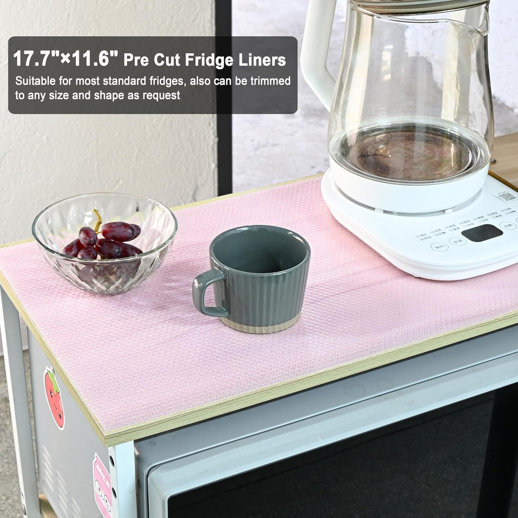 12Pcs Refrigerator Liners Washable Fridge Shelf Liners Refrigerator Mats for Freezer Glass Shelves Kitchen Cabinets Cupboards Drawers (17.7" x 11.4")