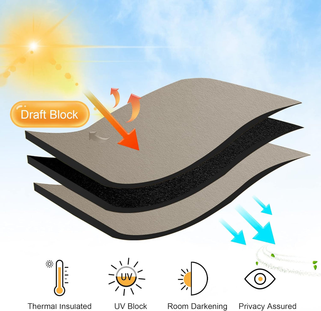 RYB HOME Blackout Curtains for Bathroom - Thermal Insulated Light Block Small Window Curtains, Back Tab Top Drapes for Kitchen Kids Bedroom Home Office, Wide 42 x Long 45 inches, Sand, 2 Panels