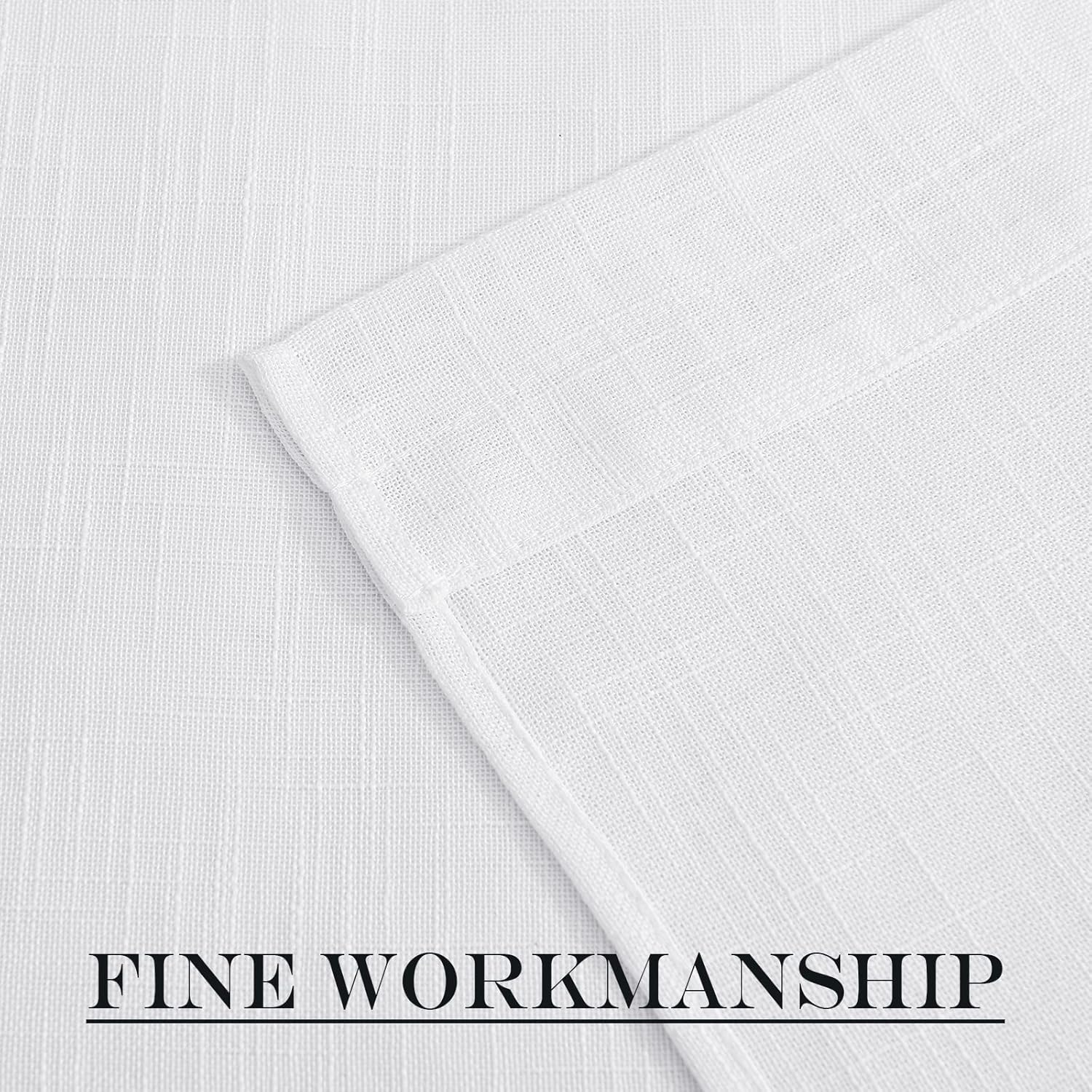 NICETOWN Sheer French Door Curtain, White Linen Door Window Curtain Rod Pocket Light Filtering Drapes for Living Room Tieback Included(26" Width x 72" Lngth, 1 Panel)