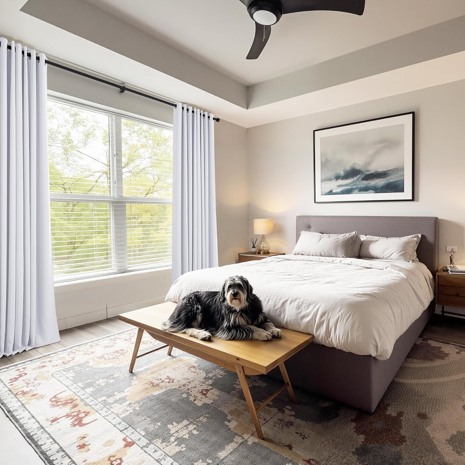 PONY DANCE White Window Curtains - Thermal Insulated Light Block Home Decor Room Darkening Curtain Panels Noise Reducing for Bedroom, 42 by 72 Inches, Pure White, Set of 2