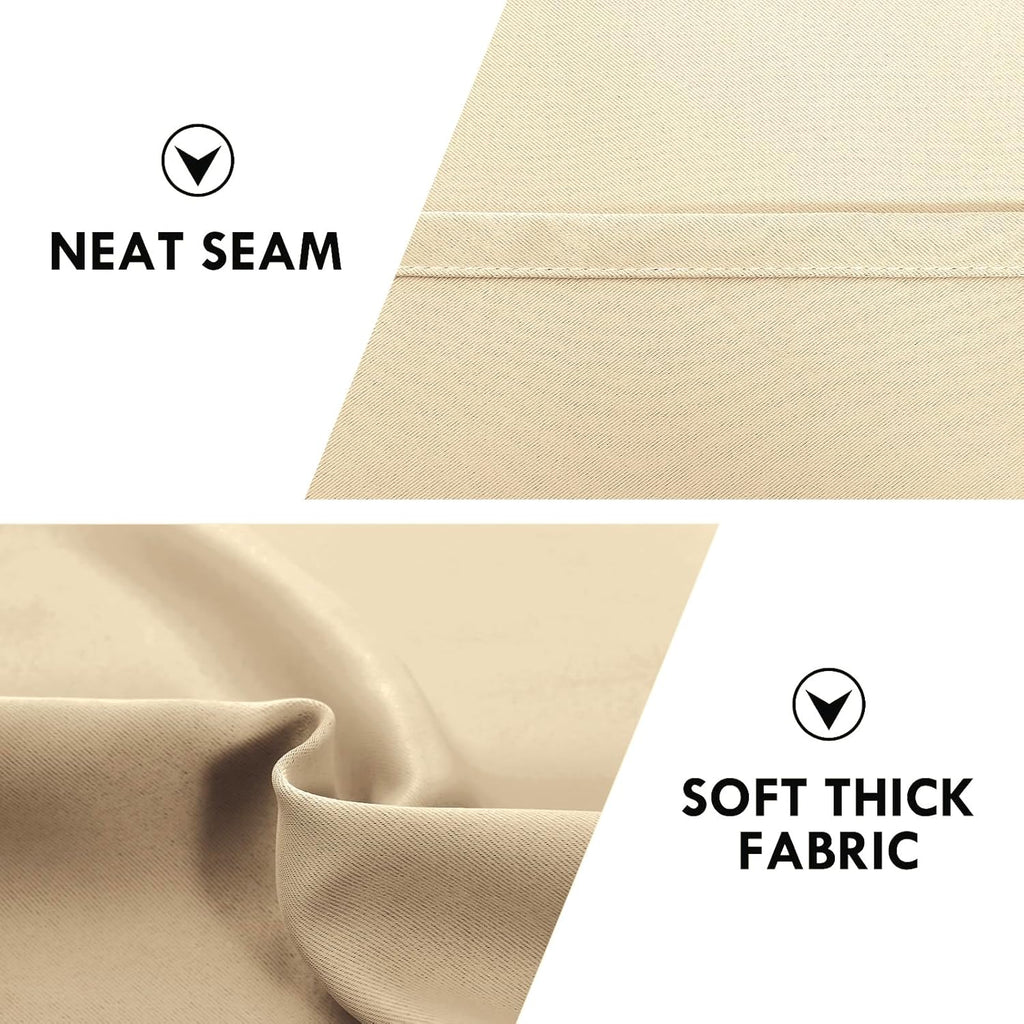 DWCN Insulated Blackout Curtains for Bedroom, Energy Saving Privacy Room Darkening Curtains for Living Room (W60 x L84 inch, Beige, Set of 2 Panels, Top of Rod Pocket)