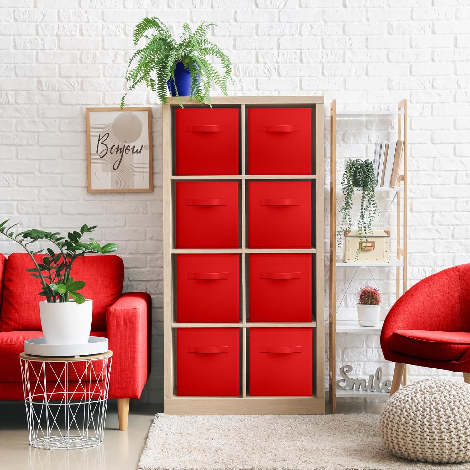 Sorbus 13 Inch Storage Bins - Sturdy Collapsible Fabric Storage Cubes with Handle - 8 Foldable Baskets for Organizing Clothes, Toys, Books - Storage Baskets for Shelves, Closets