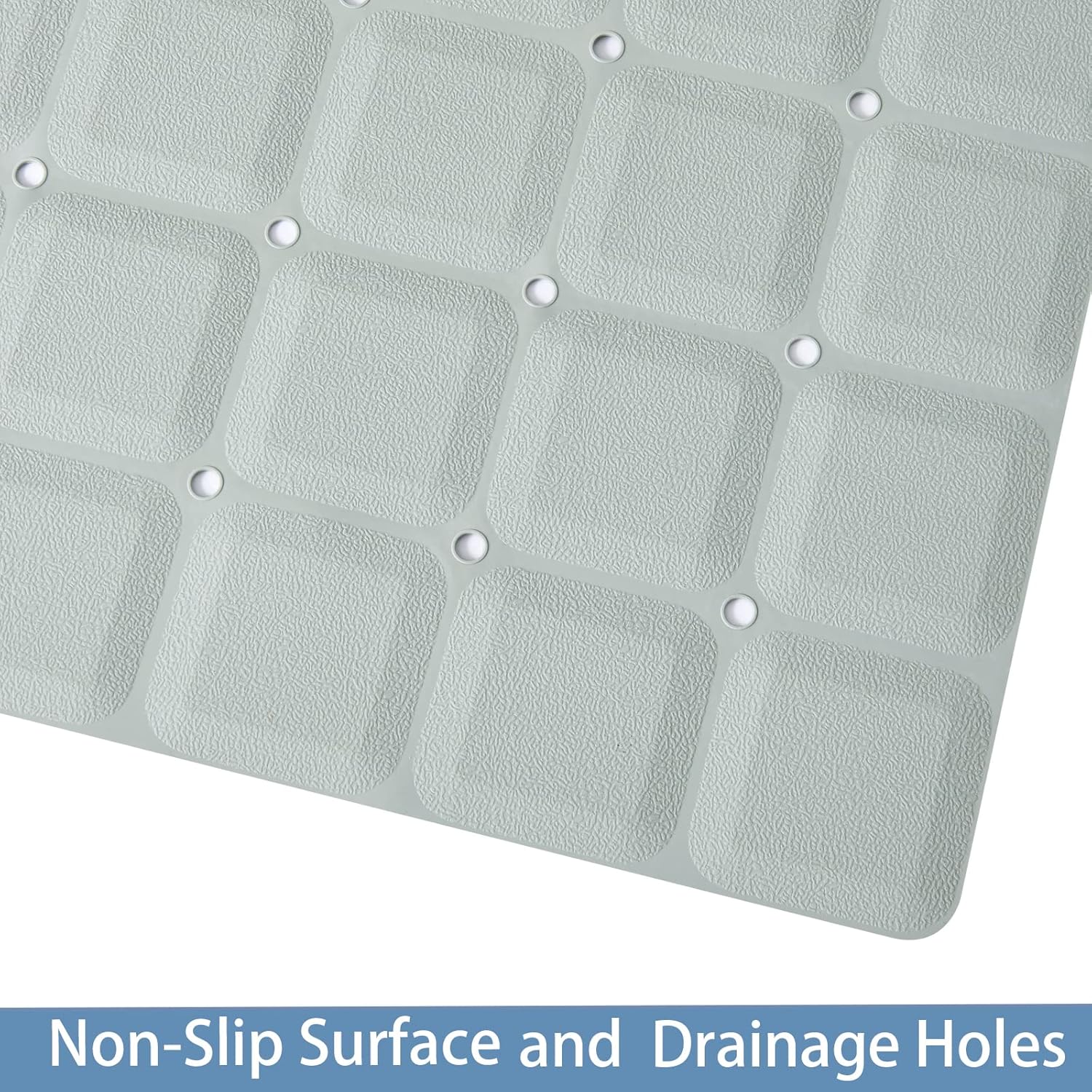 Foldable Silicone Bathtub Mat: Jumbo Size Heavy Duty Safety Bath Mat for Tub Without Suction Cups Non Slip Bath & Shower Mat for Textured, Reglazed, Refinished Tub (Grey, 35.8 x 17.7)