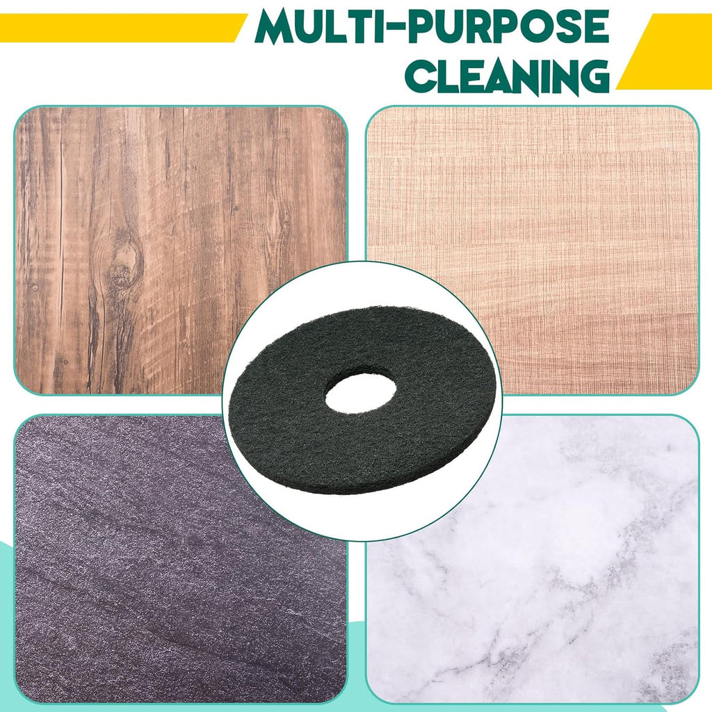 12" Black Scrubbing Pads Commercial Cleaning Orbiter Pads-Maintenance Non Woven for Floor Buffer Machine 2 Pcs