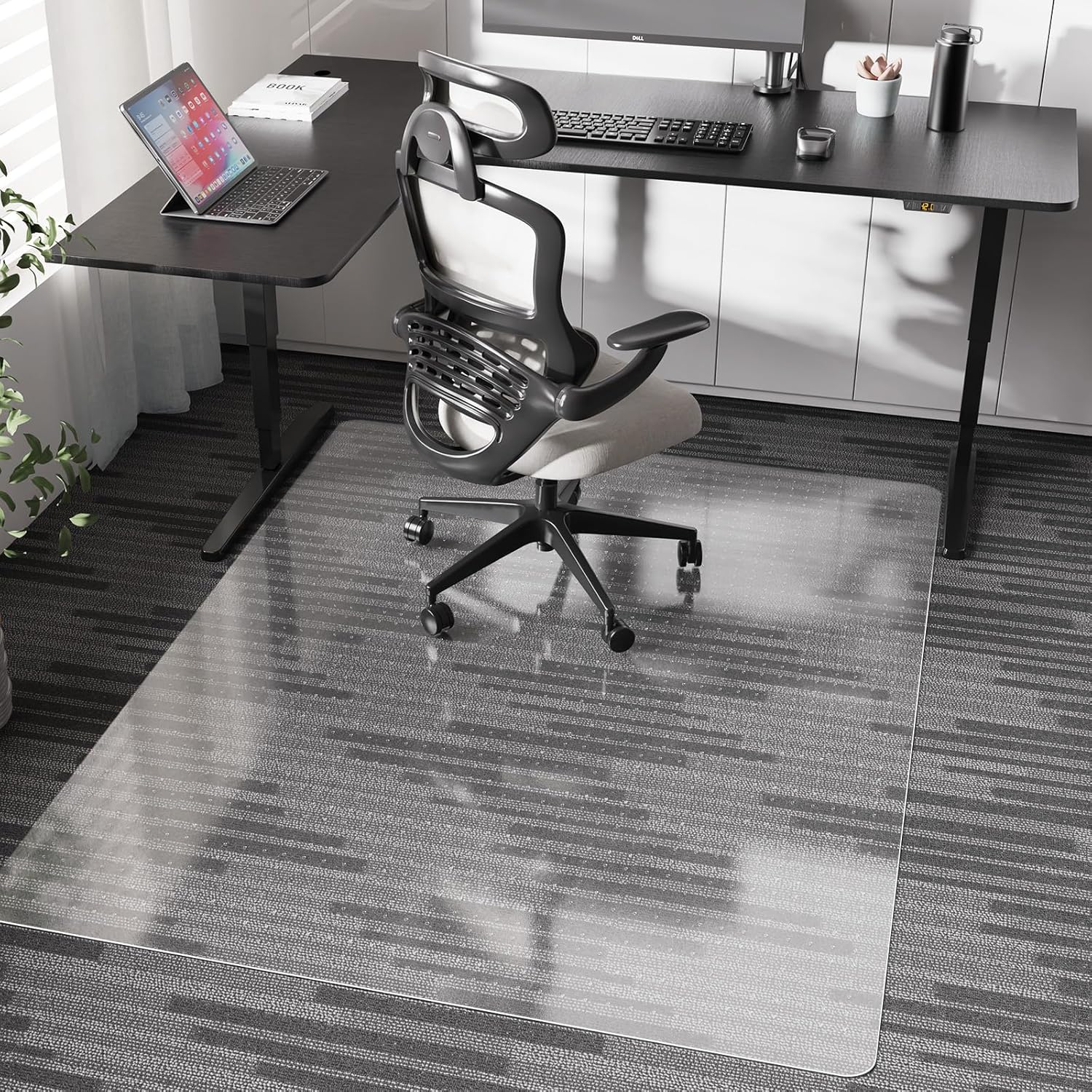 Chair Mat for Carpet, 46" x 60" Desk Chair Mat for Carpeted Floors, Non-Slip Office Vinyl Mat for Carpet with Studded, Easy Glide Heavy Duty Floor Protector Mat for Home Office, Clear