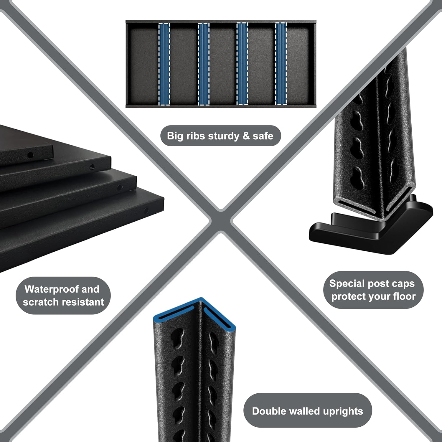 78" H Garage Shelving Heavy Duty，2800LBS Loads Adjustable Garage Storage Shelves,5-Tier Metal Storage Racks and Shelving Units, Utility Rack Shelves,48”W x 18”D x 78”H,Black