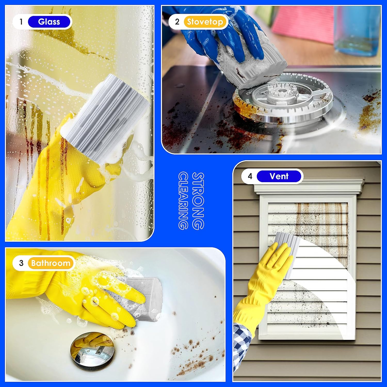 6 Pack Damp Clean Duster Sponge, Reusable Sponge, Duster for Cleaning Blinds, Glass, Baseboards,Vents, Railings, Mirrors, Window Track Grooves and Faucets.
