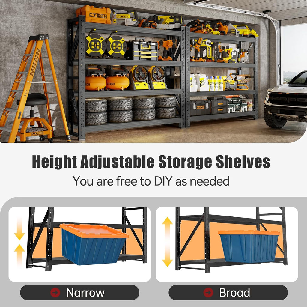 4000LBS Storage Shelves Heavy Duty, 48" W Metal Garage Shelving Units, 4 Tier Adjustable Shelf, Garage Storage Shelves Rack, Industrial Shelving for Warehouse, Basement,48" W x 24" D x 79" H