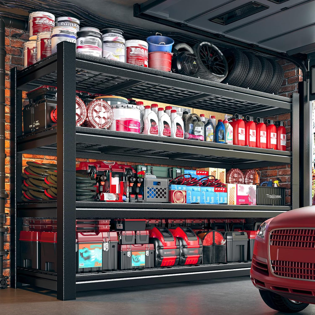 60.1" W Storage Shelves Extra Wide Metal Shelving 2500LBS Garage Shelving Adjustable 4 Tier Garage Shelves Industrial Metal Shelf for Basement Warehouse Shop 60.1" W x 24.1" D x 60" H