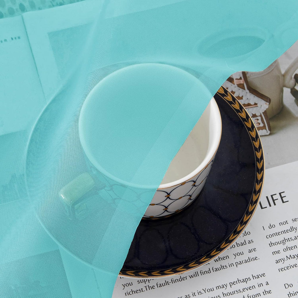 Chyhomenyc Turquoise Sheer Curtains 78 Inches Long 2 Panels Set for Living Room, Light Filtering Voile Lightweight Bedroom Curtains, Rod Pocket Solid Window Treatment Drapes, Each 42W x 78L