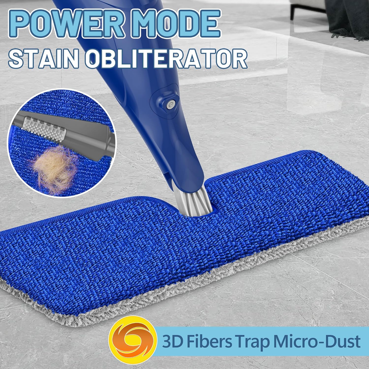 Papclean Spray Mops for Floor Cleaning: Double Sided Dust Mop for Hardwood Wood Tile Floor with Reusable Microfiber Pads - Wet Dry Kitchen Bathroom Cleaning