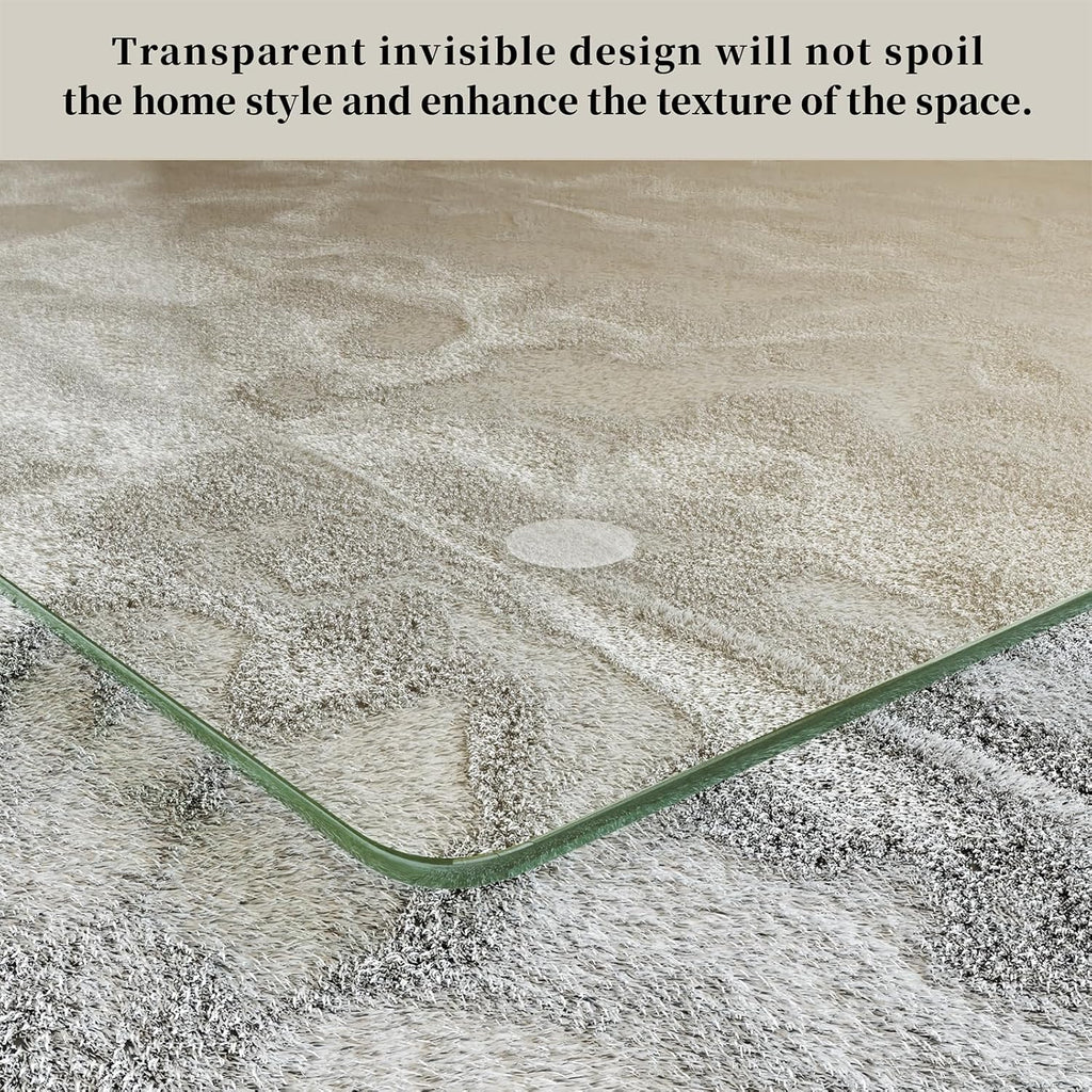 [Tempered Glass] 48" x 72" Glass Chair Mat, 1/5" Thick Office Chair Mat for Carpet or Hardwood Floor, Heavy Duty Hard Chair Mats with Round Corner and Polished Edge, Carpeted Floor Protector