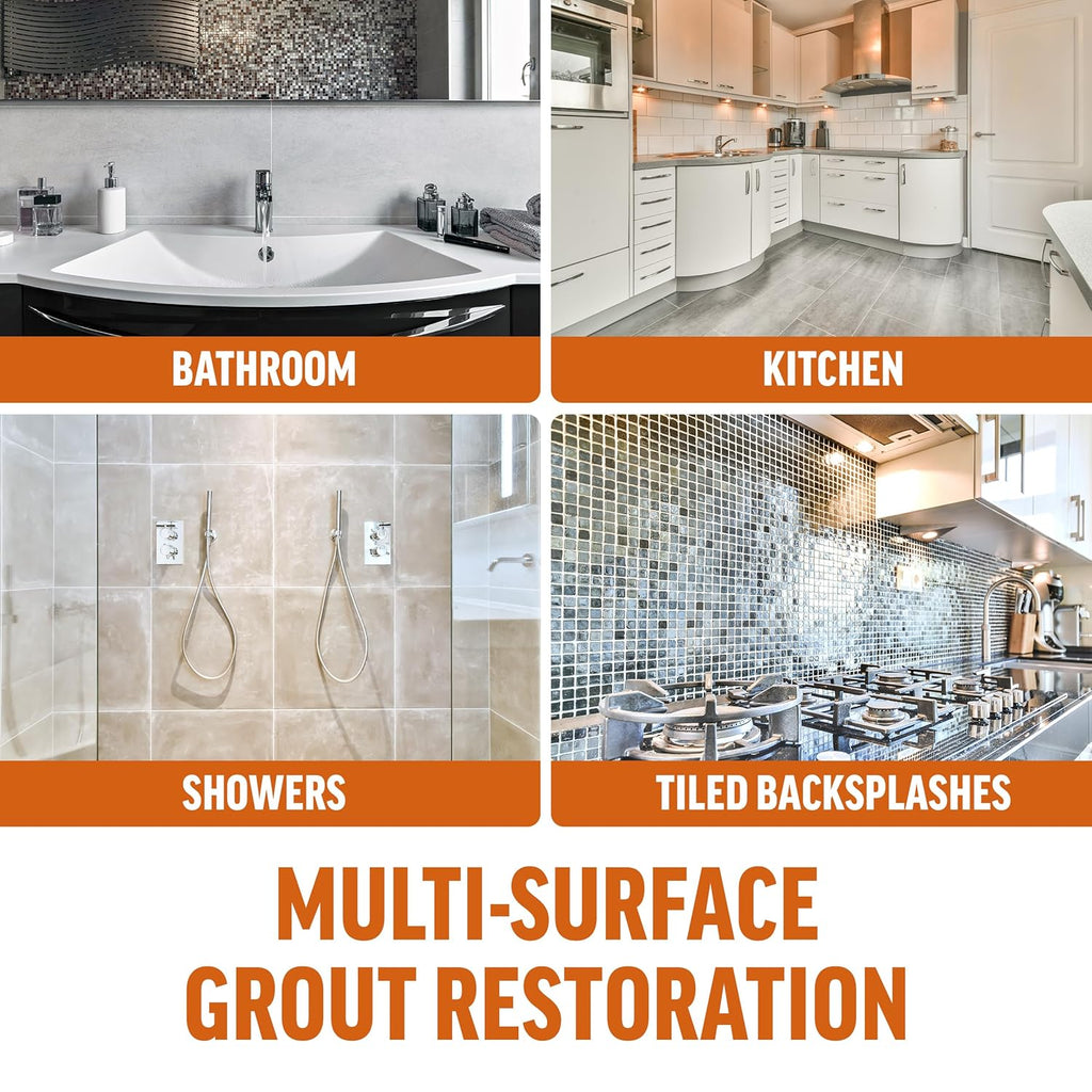 White Grout Paint Pen – Waterproof Tile Grout Colorant & Sealer Marker, Quick-Dry, 3 Adjustable Tips (2-3 mm), Ideal for Bathroom, Shower, Kitchen Tiles – Restores & Whitens Grout Lines