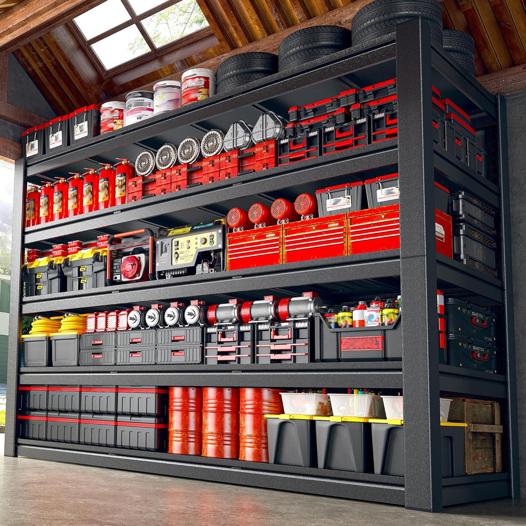 3125LBS Storage Shelves, 60.1" W Garage Shelving Heavy Duty, Adjustable Metal Shelving Unit, Storage Rack for Garage, Basement, Warehouse with Tool-Free Installation, 60.1" W x 24" D x 72.1" H