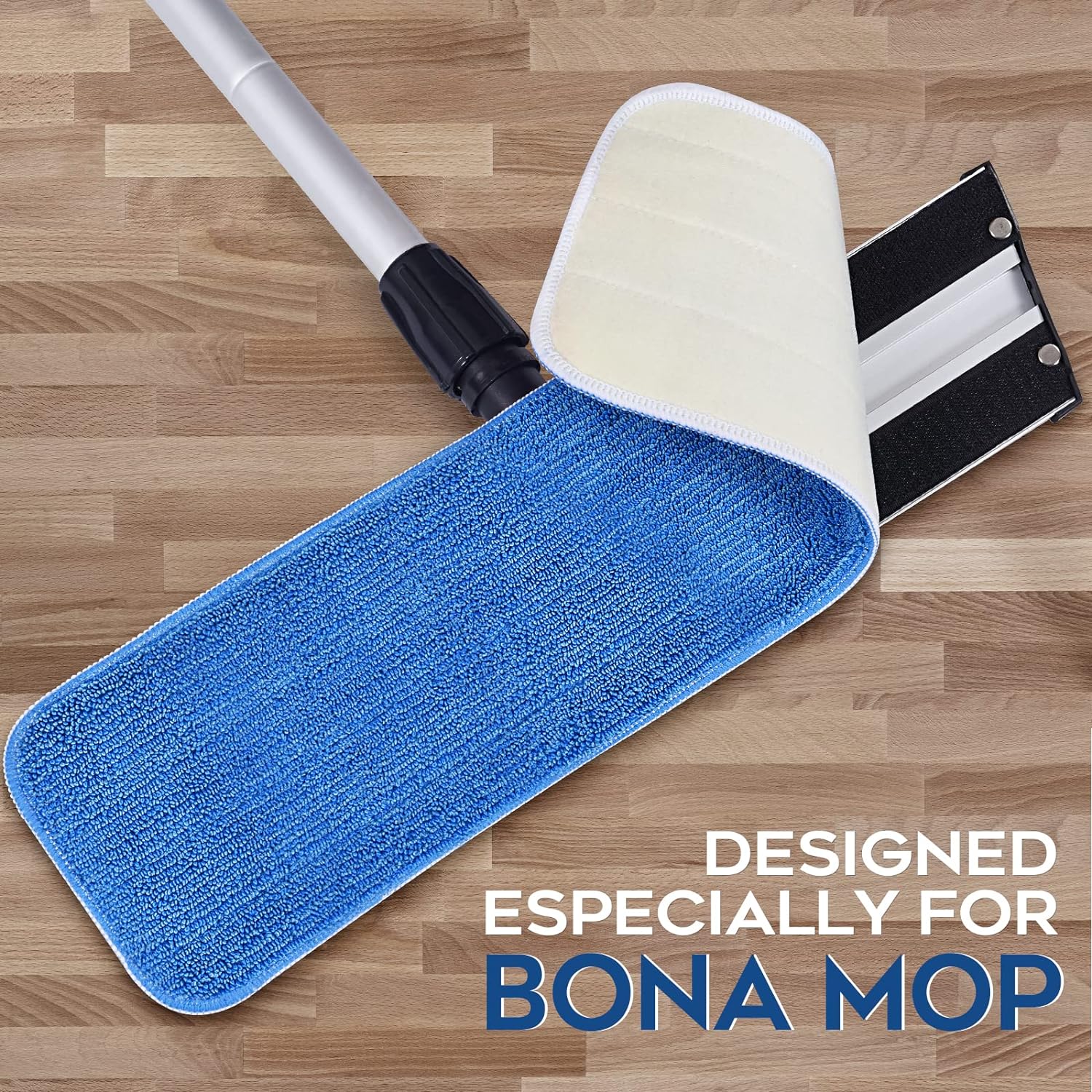 MATTHEW 18'' Microfiber Spray Mop Replacement Pads Heads for Wet Dry Reusable Mops Floor Home Commercial Cleaning Refills, Machine Washable Fits Compatible with Bona Mop&Most Spray Mops Blue (12 Pack)