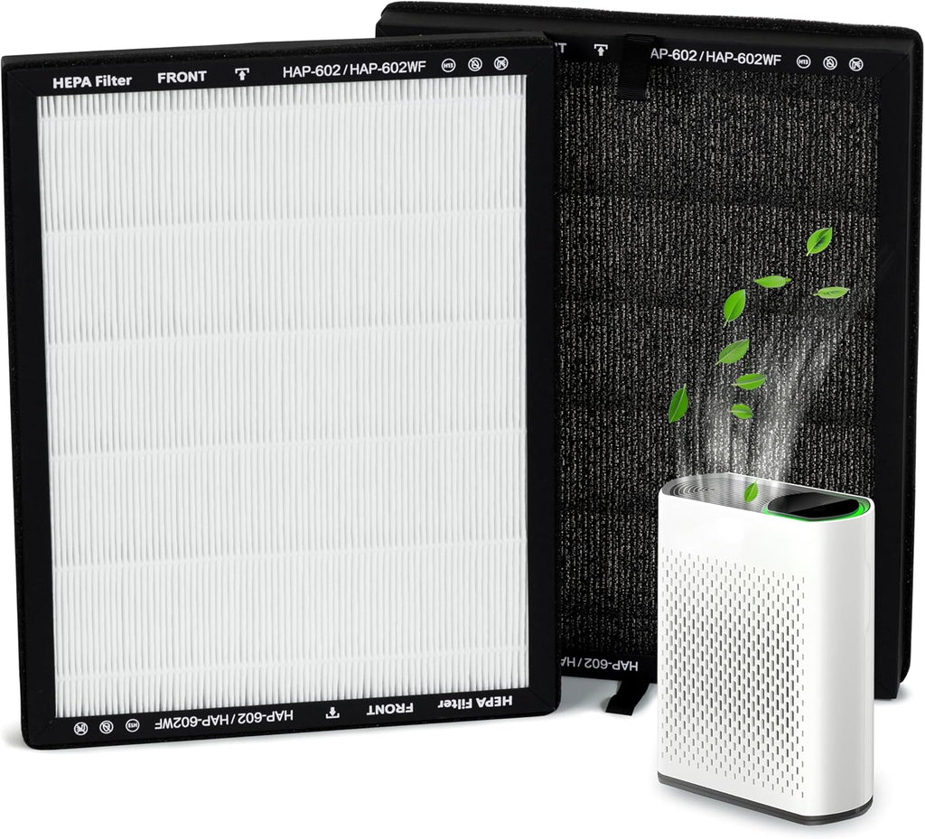 2 Pack HAP602 Replacement Filters Compatible with ECOSELF HAP602/HAP602WF, 3-in-1 HEPA Filter for Air Purifier, High-Efficiency Home Use