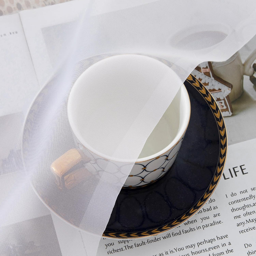 Chyhomenyc White Sheer Curtains 30 inch Length 2 Panels, Light Filtering Voile Rod Pocket Short Window Curtians for Bathroom Living Room Farmhouse Small Windows, 42Wx30L inches