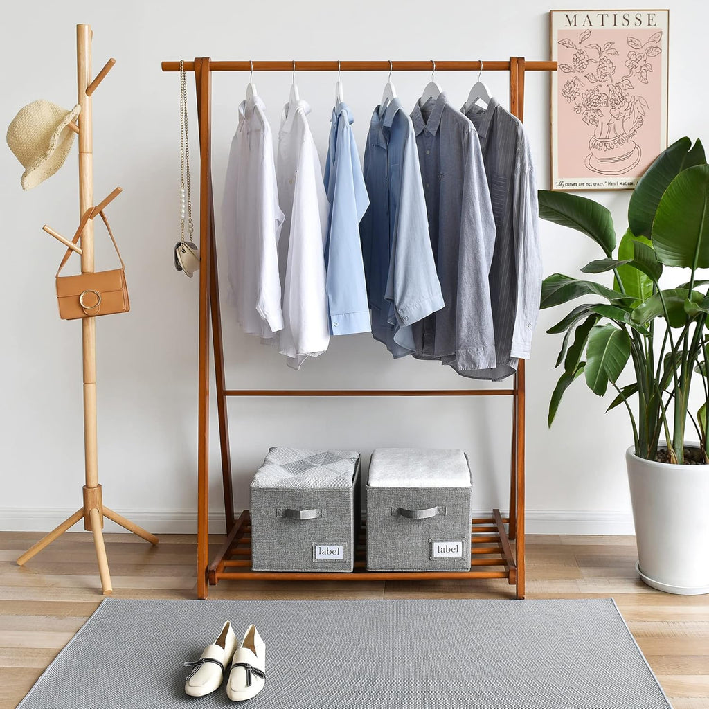 GRANNY SAYS Closet Organizers and Storage, Fabric Storage bins with Label Holder, Shelf Baskets for Organizing Bedroom, Decorative Storage Containers for Wardrobe, Dark Gray, Extra Large, 3-Pack