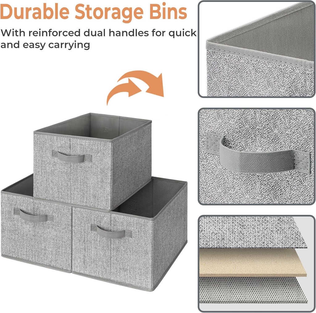 GRANNY SAYS Closet Storage Bins, Storage Baskets for Organizing, Fabric Storage Bins with Handles, Clothing Storage Containers for Organization Wardrobe, Gray, Extra Large, 3-Pack