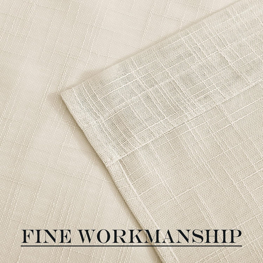 NICETOWN Linen Textured Door Panel - Semitransparent Sheer Curtain Privacy Semi Voile French Door Drape (Beige, 52 inches Wide x 40 inches Long, 1 Panel, Matching 1 Tieback Included)