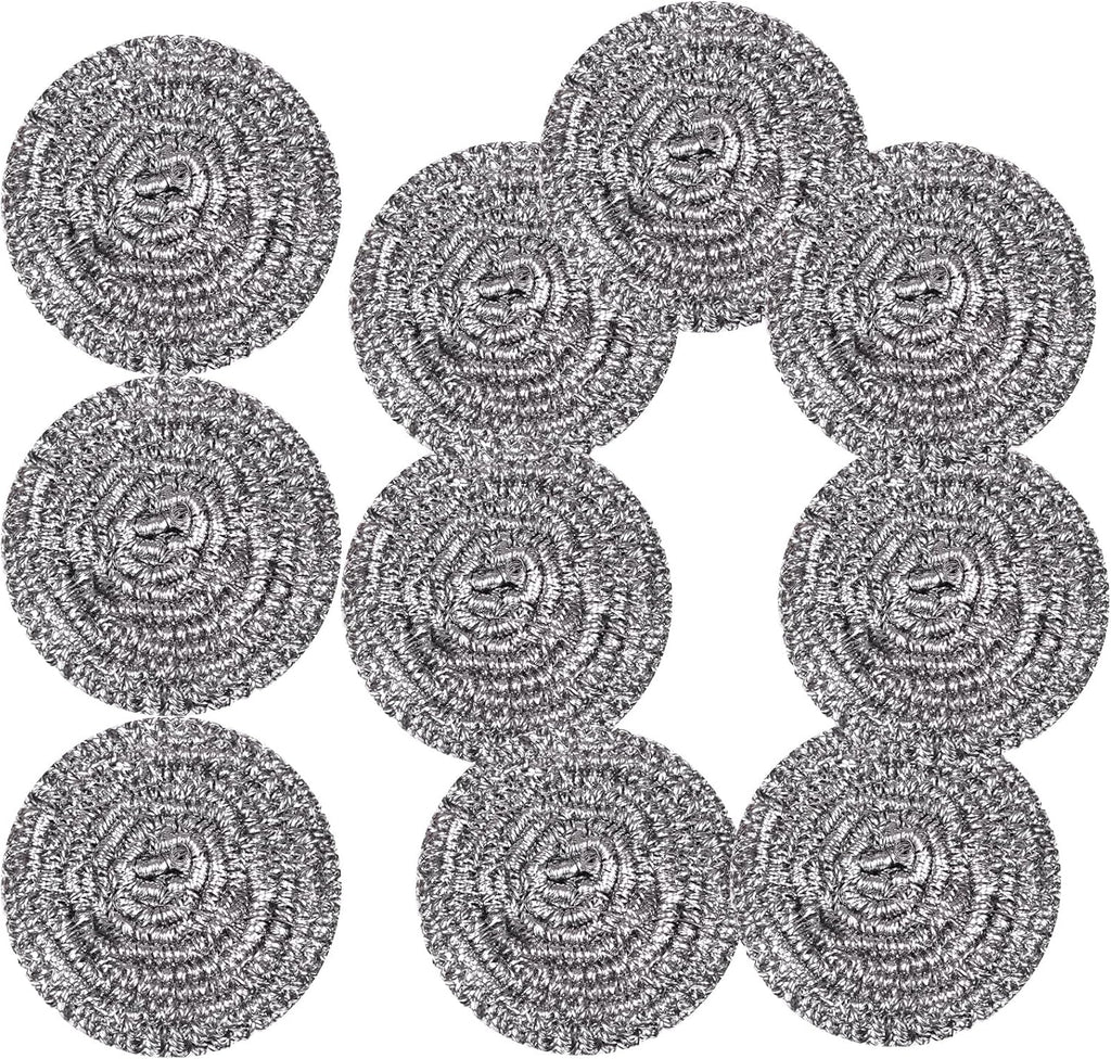 Stainless Steel Scrubber Scrubbing Scouring Pad Sponges Clean Pot Pan and Steel Wool for Kitchen Bathroom (10Pcs Metal Scrubber)