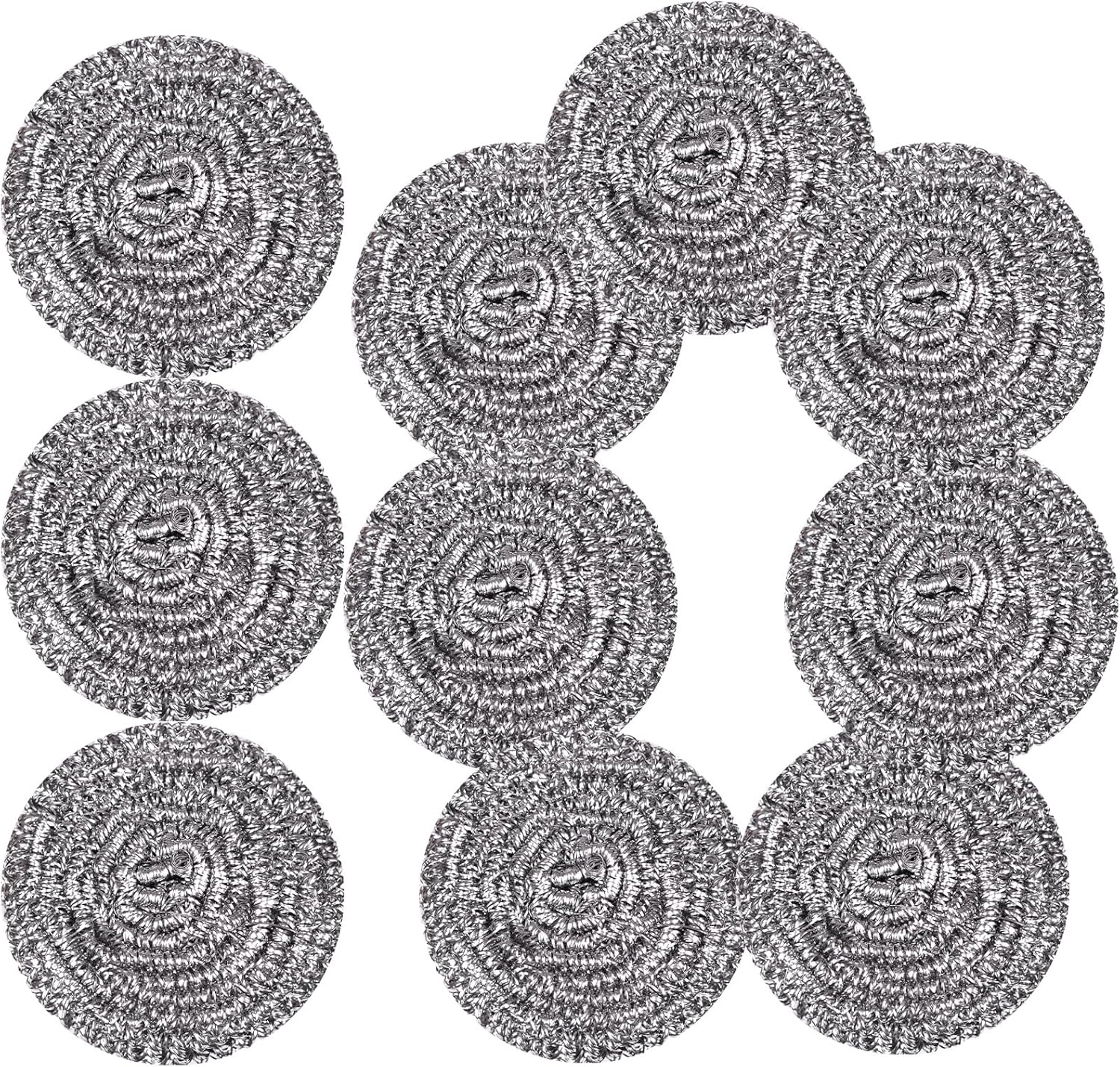 Stainless Steel Scrubber Scrubbing Scouring Pad Sponges Clean Pot Pan and Steel Wool for Kitchen Bathroom (10Pcs Metal Scrubber)