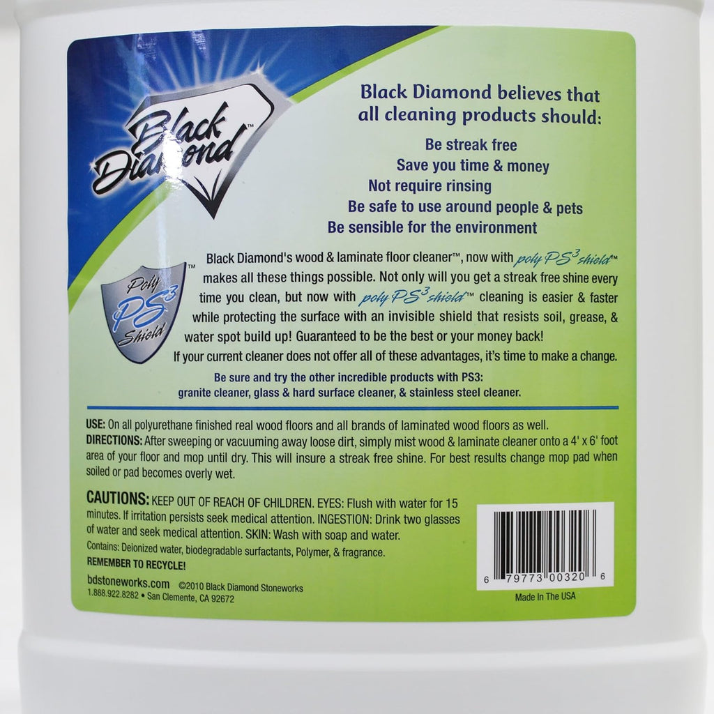 Black Diamond Stoneworks Wood & Laminate Floor Cleaner- Ready to Use Non-Toxic No-Rinse Formula - Safe for Vinyl, Wood, and Engineered Floors (512 Fl Oz)