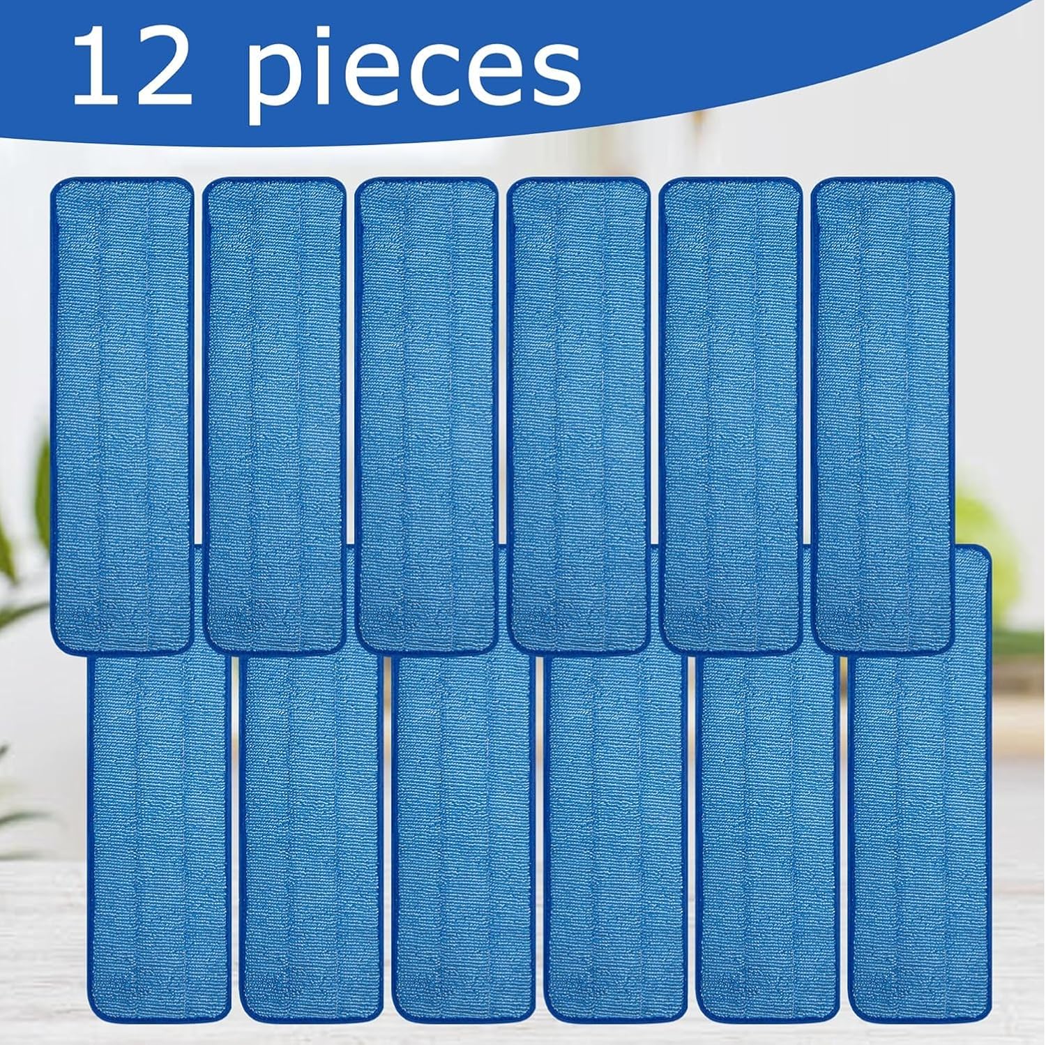 12 Pack Microfiber Mop Pad Universal Commercial/Industrial/Professional 17-18 Inch Head- Heavy Duty Wet & Dry Cleaning Refills Reusable Mop Refills Fit for Most Bona/Rubbermaid/Flat Mops