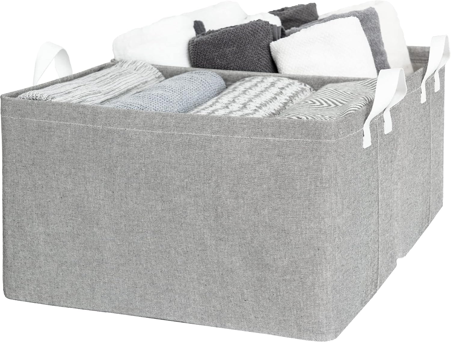 StorageWorks 45L Large Storage Bins for Closet and Shelves, Fabric Organizer Baskets with Handles for Clothes, Towels, Collapsible Storage Basket, Gray, 2-Pack