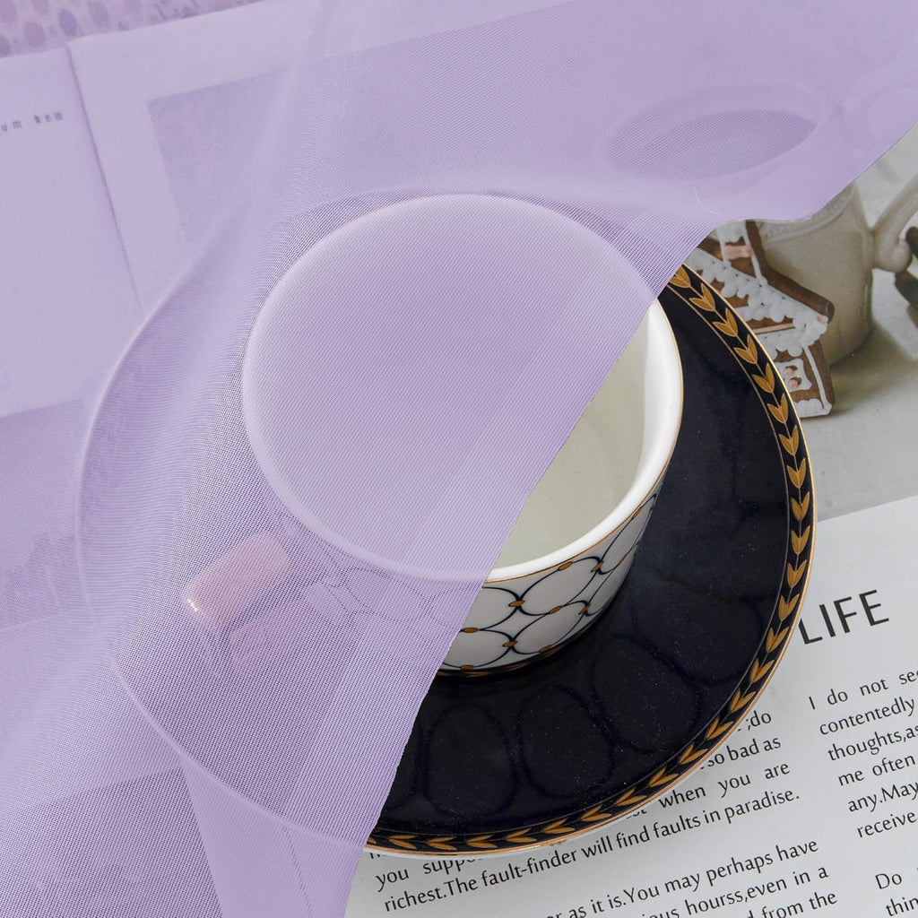 Chyhomenyc Lilac Sheer Curtains 30 inch Length 2 Panels, Light Filtering Voile Rod Pocket Short Window Curtians for Bathroom Living Room Farmhouse Small Windows, 42Wx30L inches