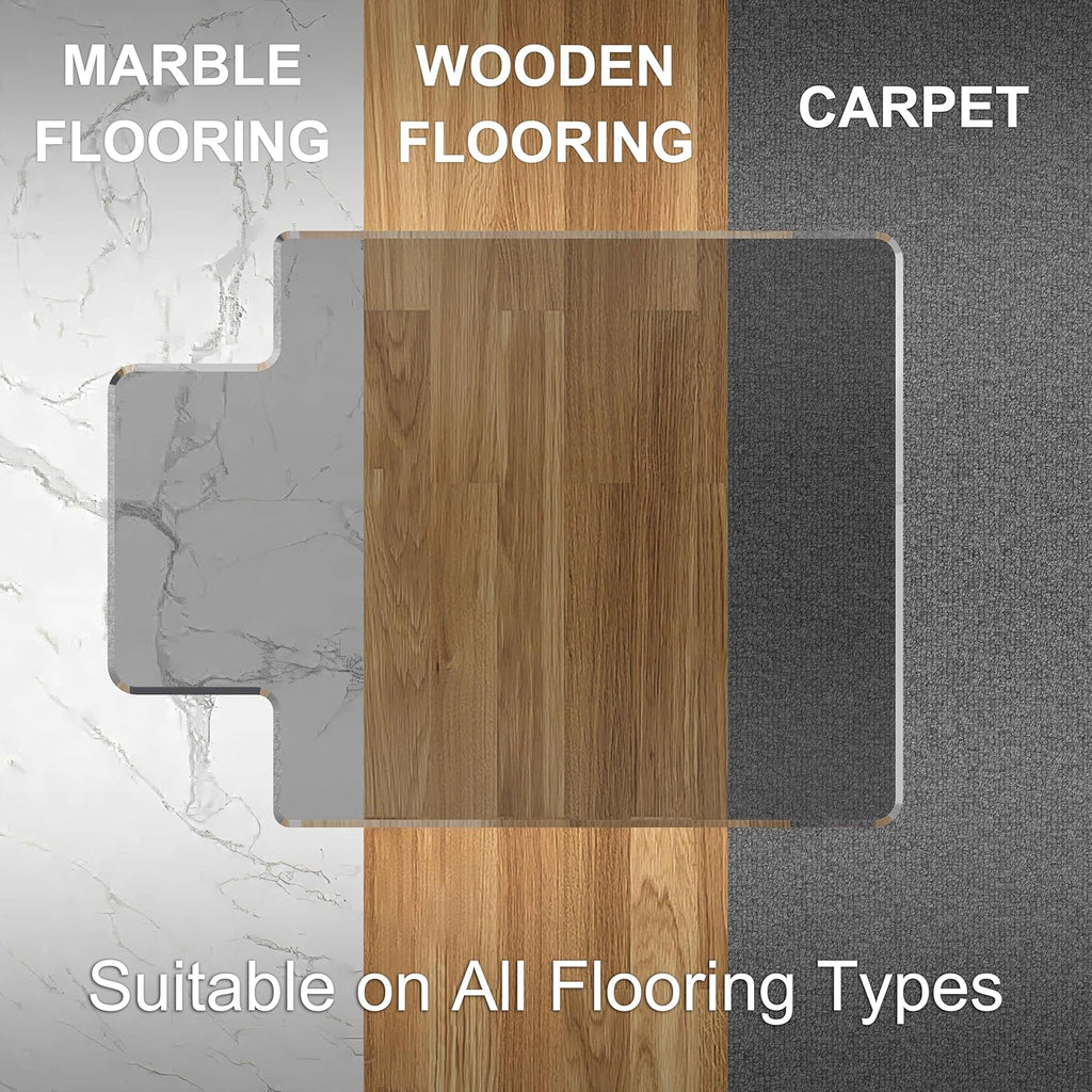 Beveled Edge Irregular Office Chair Mat with Lip for Carpet or Hardwood Floor Crystal Gray 48" x 60" for a Smooth Glide and Easy Roll On/Off, Heavy Duty and Non-Slip Floor Chair Mat with Lip