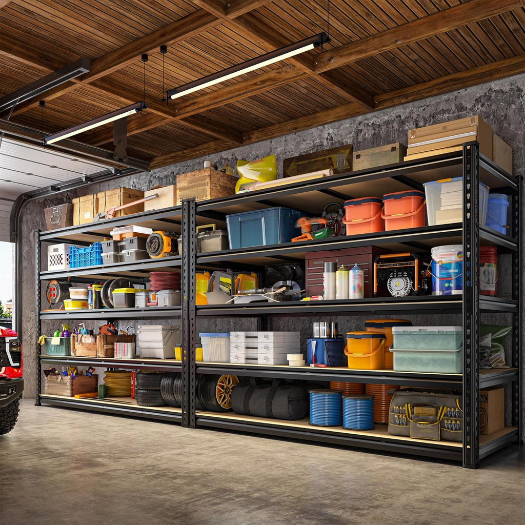 59.8"W Garage Shelving 72"H Storage Shelves 2750LBS Metal Shelving Heavy Duty Garage Shelves Adjustable 5 Tier Metal Shelf for Basement Warehouse Pantry Supermarket 59.8"W x 24"D x 72"H