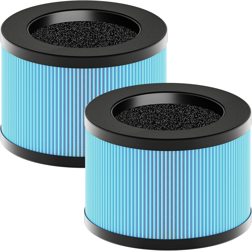 MK01 & MK06 True HEPA Filter Replacement Compatible with Aroeve MK01, MK06, ToLife TZ-K1 and Kloudi DH-JH01 Air Purifier, Standard Version, Blue, 2 Pack